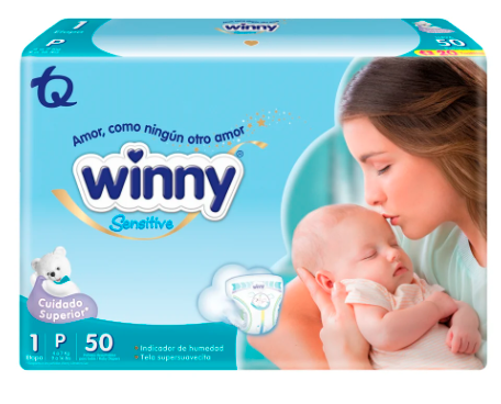 Pañal  Winny Sensitive Etapa 1 Paq X 50 Pañales