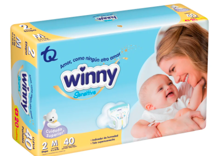 Pañal Winny Sensitive Etapa 2 Paquete X 40 Pañales