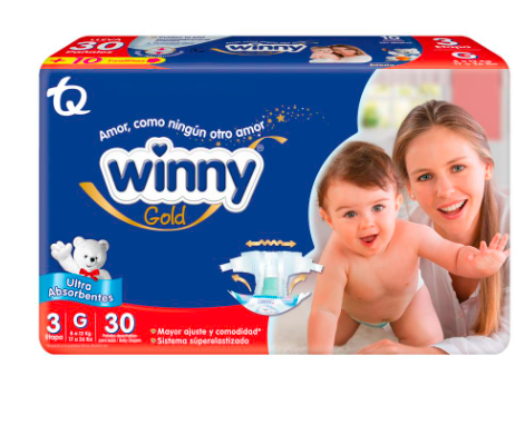 Pañal Winny Gold Ultra Absorbentes Etapa 3|G Paquete X 30
