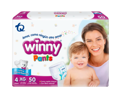 Pañales Desechables Winny Pants Con Fibra Natural Paquete X 50Und Etapa 4 Xg