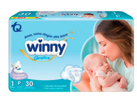 Pañal Winny Sensitive Etapa 1 -  Paquete X 30